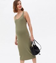 New Look Maternity Khaki Jersey Bodycon Midi Dress